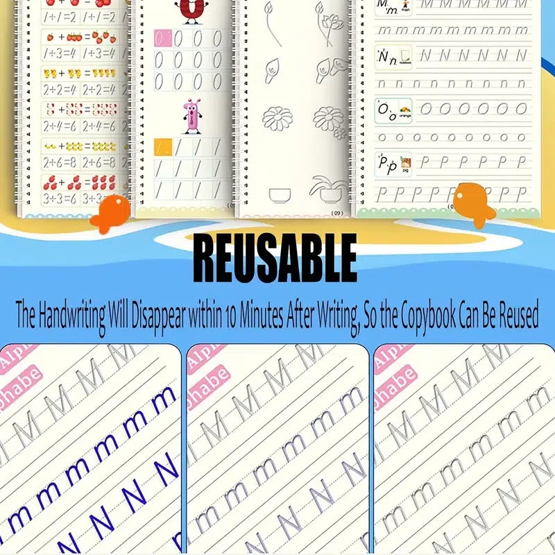 Copy Book Magic Practice Children's Book Reusable Free Wipe Children's Toys Writing Stickers English Copy Book Practice Parent