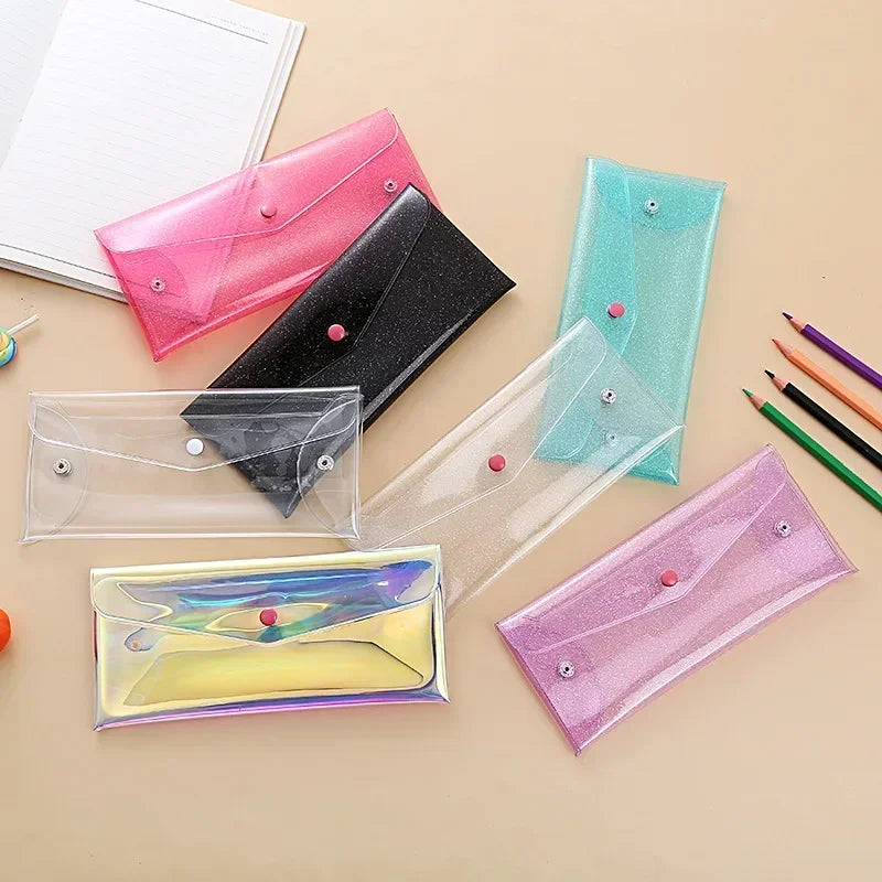 Transparent Laser Cosmetic Bag Makeup Case TPU Pencil Bag Pouch Cute Glitter Pencil Laser Pen Case School Bags for Girl Portable