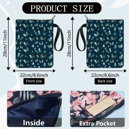 Flower Book Covers Butterfly Book Sleeve Book Protector for Paperbacks Washable Fabric Cloth Book Cover with Zipper and Extra