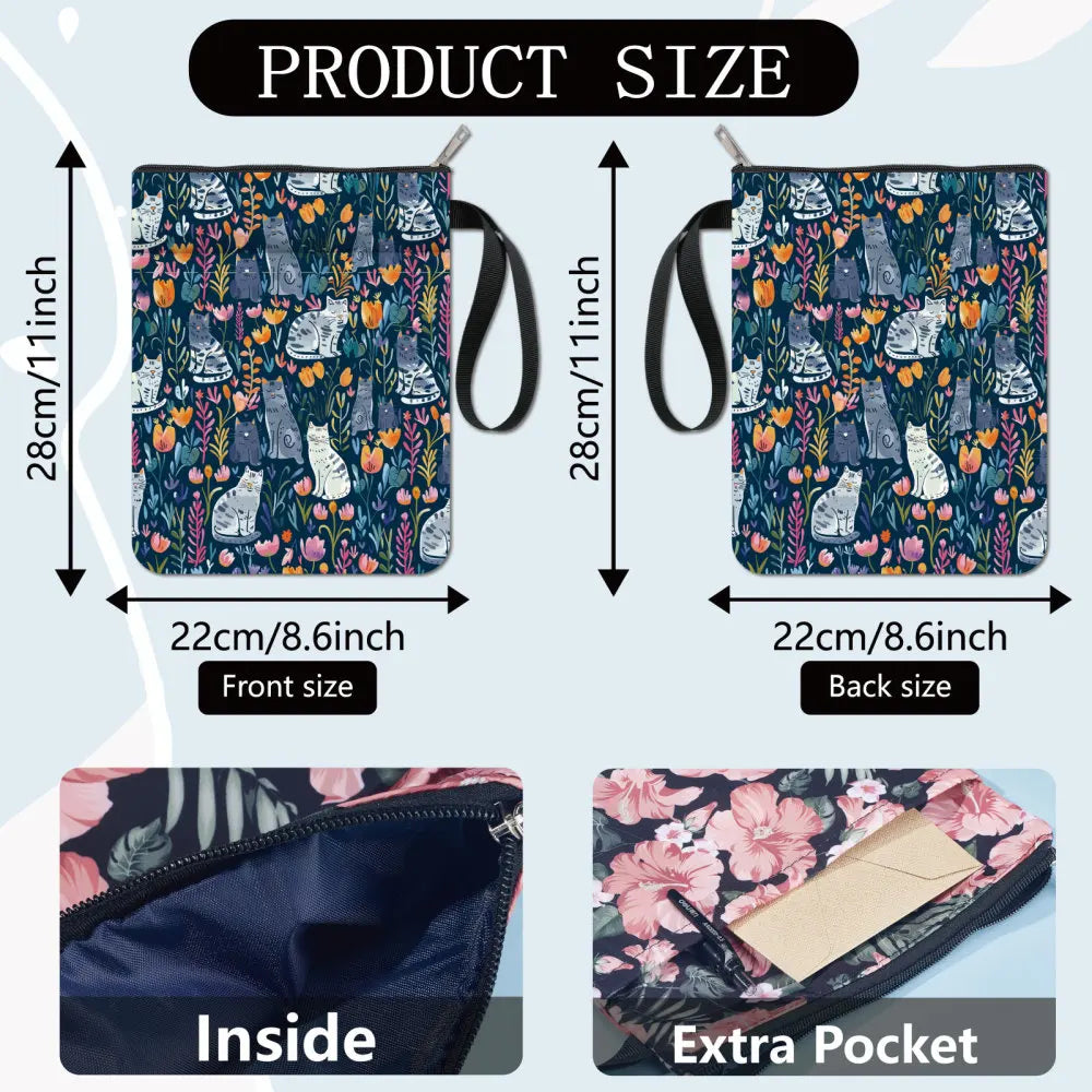 Flower Book Covers Butterfly Book Sleeve Book Protector for Paperbacks Washable Fabric Cloth Book Cover with Zipper and Extra