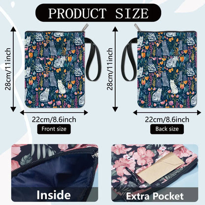 Flower Book Covers Butterfly Book Sleeve Book Protector for Paperbacks Washable Fabric Cloth Book Cover with Zipper and Extra