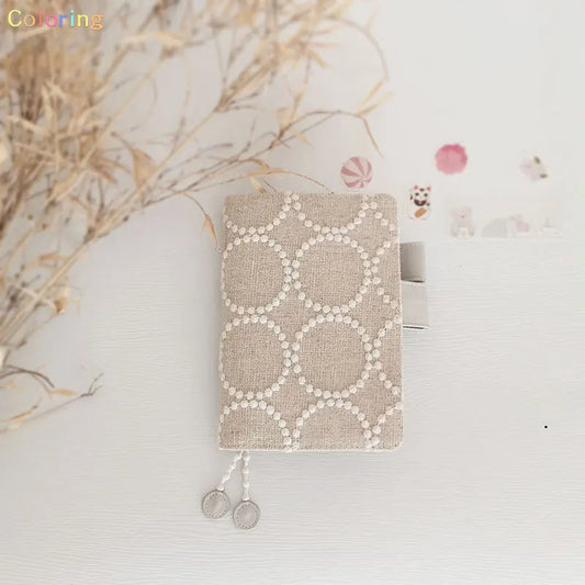 Munimhoe Japanese Style Cotton-ramie Fabrics Embroidery Cover Only, A6 A5 Hobo NoteBook Cover, Wear Resistant, Soft Feeling