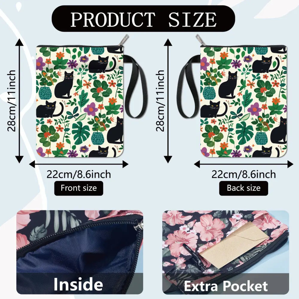 Flower Book Covers Butterfly Book Sleeve Book Protector for Paperbacks Washable Fabric Cloth Book Cover with Zipper and Extra