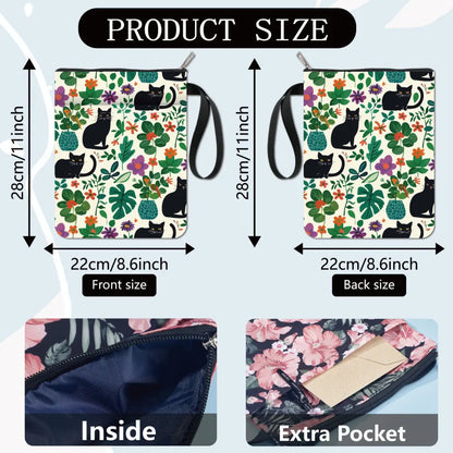 Flower Book Covers Butterfly Book Sleeve Book Protector for Paperbacks Washable Fabric Cloth Book Cover with Zipper and Extra