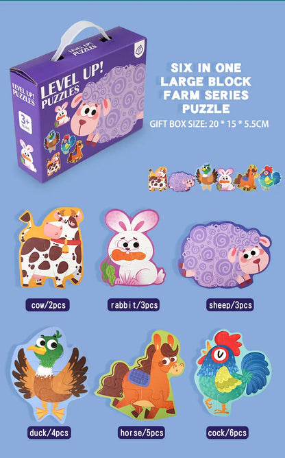 Lovely Wooden Cartoon Animal Jigsaw Puzzles Game Montessori Baby Puzzle Toy for Kindergarten Kid Early Learning Education
