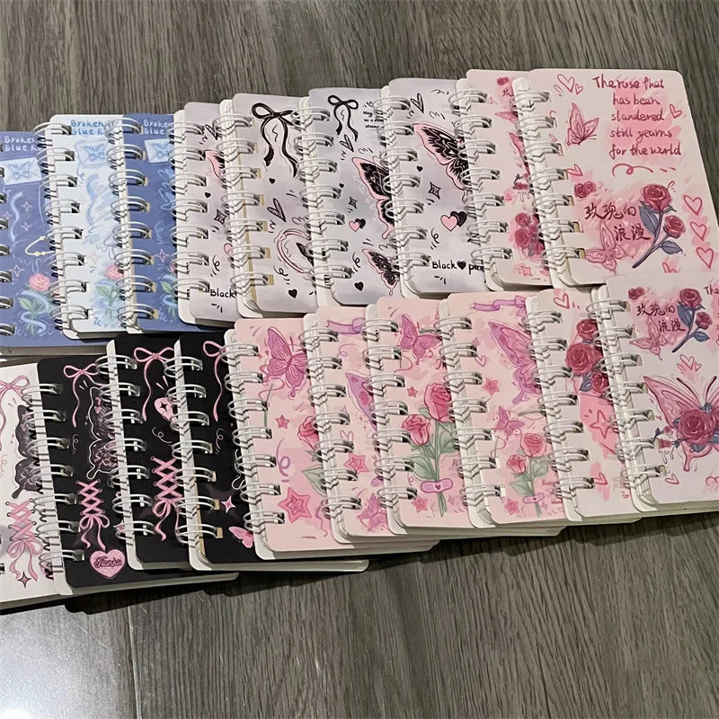 Rose Butterfly A7 Coil Book Ins High Value Romantic Thickened Small NoteBook Gift Book Korean Stationery Planner