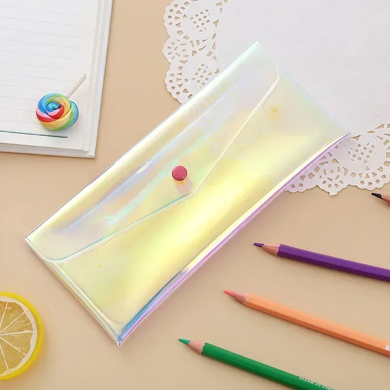 Transparent Laser Cosmetic Bag Makeup Case TPU Pencil Bag Pouch Cute Glitter Pencil Laser Pen Case School Bags for Girl Portable