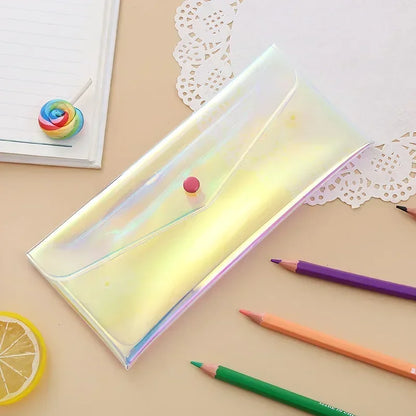 Transparent Laser Cosmetic Bag Makeup Case TPU Pencil Bag Pouch Cute Glitter Pencil Laser Pen Case School Bags for Girl Portable