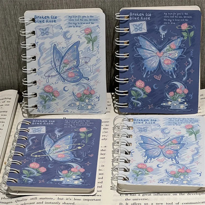 Rose Butterfly A7 Coil Book Ins High Value Romantic Thickened Small NoteBook Gift Book Korean Stationery Planner