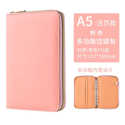 A5 Portable Zipper Notebook Cash Budget Envelope Wallet Envelopes Binder Note for Budgeting and Saving Money Only Cover