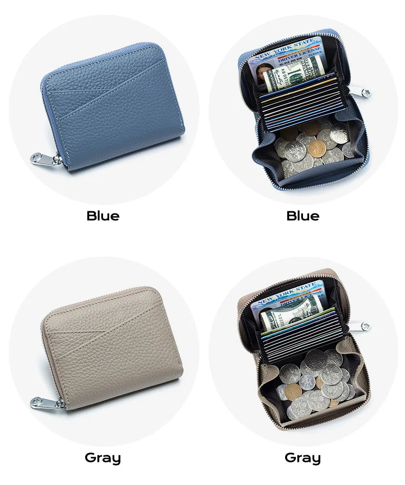 New Women Wallet Genuine Leather Card Holders Female Cowhide Wallets Fashion Small Portable Purses Cute Wallet Coin Bags Clutch