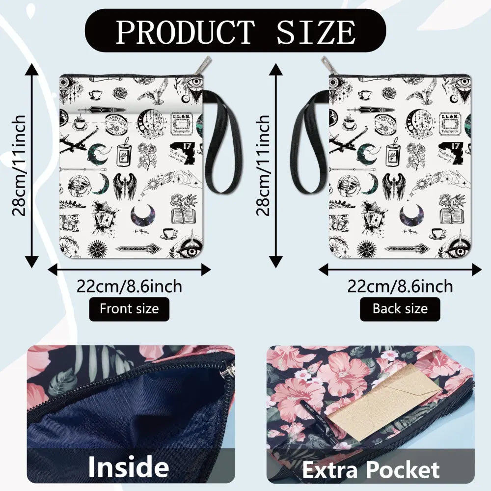 Flower Book Covers Butterfly Book Sleeve Book Protector for Paperbacks Washable Fabric Cloth Book Cover with Zipper and Extra