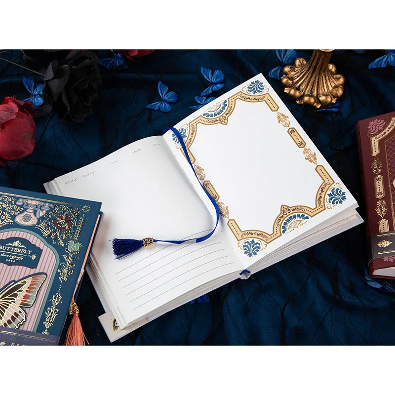 Gothic Butterfly Series Retro Notebook Classic Design Color Page Illustration Hardcover Diary Student Notepad
