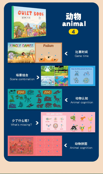 Montessori Baby Busy Book My First Quiet Book Paste Early Learning Education Toy Children Matching Game Toys for Kids 1 2 3 Year