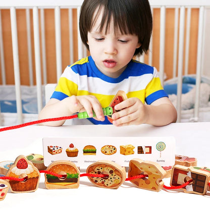 Baby Wooden Toys Threading Rope Games Matching Sorting Logic Thinking Fine Motor Montessori Educational Puzzle Toy Kid's Gifts