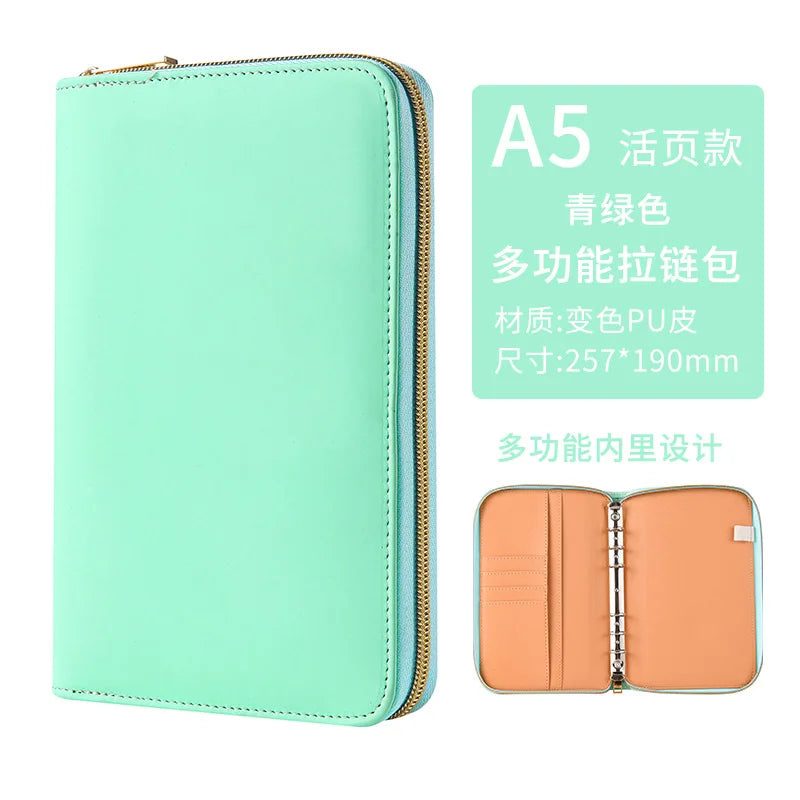 A5 Portable Zipper Notebook Cash Budget Envelope Wallet Envelopes Binder Note for Budgeting and Saving Money Only Cover