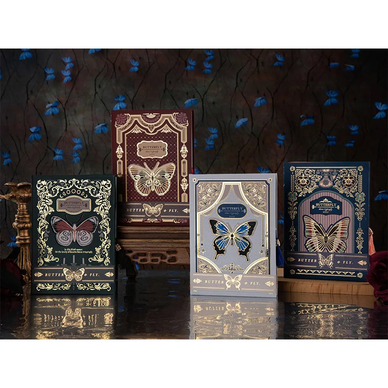 Gothic Butterfly Series Retro Notebook Classic Design Color Page Illustration Hardcover Diary Student Notepad