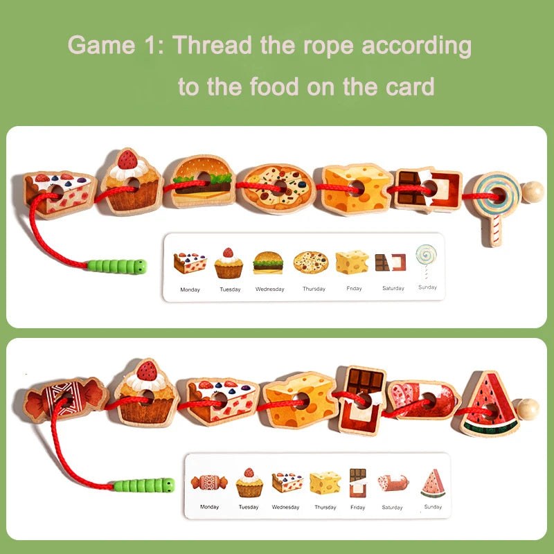 Baby Wooden Toys Threading Rope Games Matching Sorting Logic Thinking Fine Motor Montessori Educational Puzzle Toy Kid's Gifts