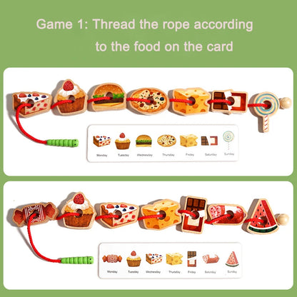 Baby Wooden Toys Threading Rope Games Matching Sorting Logic Thinking Fine Motor Montessori Educational Puzzle Toy Kid's Gifts