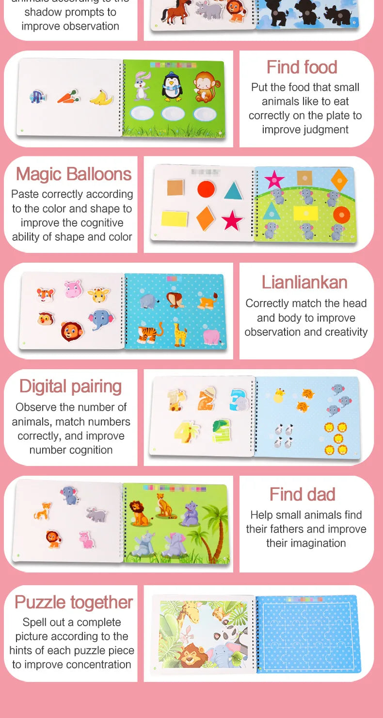Montessori Baby Busy Book My First Quiet Book Paste Early Learning Education Toy Children Matching Game Toys for Kids 1 2 3 Year