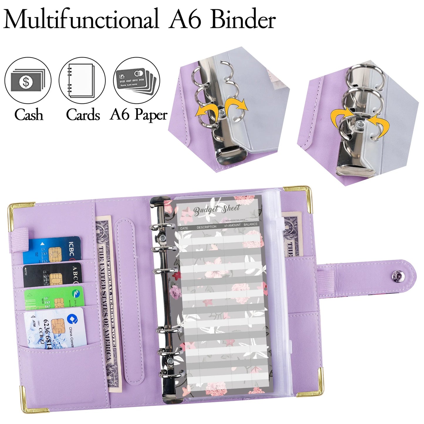A6 Butterfly Macaroon Colorful PU Leather DIY Binder Notebook Cover Diary Agenda Planner Paper Cover School Stationery
